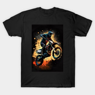 Dirt Bike With Paint Orange Splash Design T-Shirt